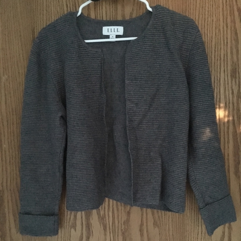 Elle Gray ribbed cardigan